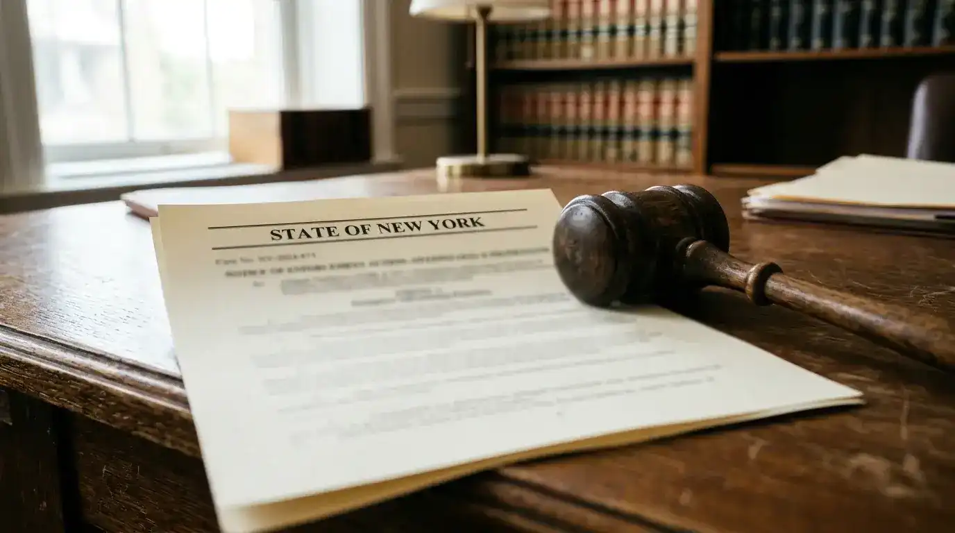 Legal enforcement document representing New York S5935A sweepstakes casino ban penalties