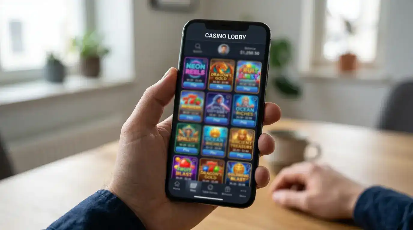 Pulsz Casino mobile interface game selection screen