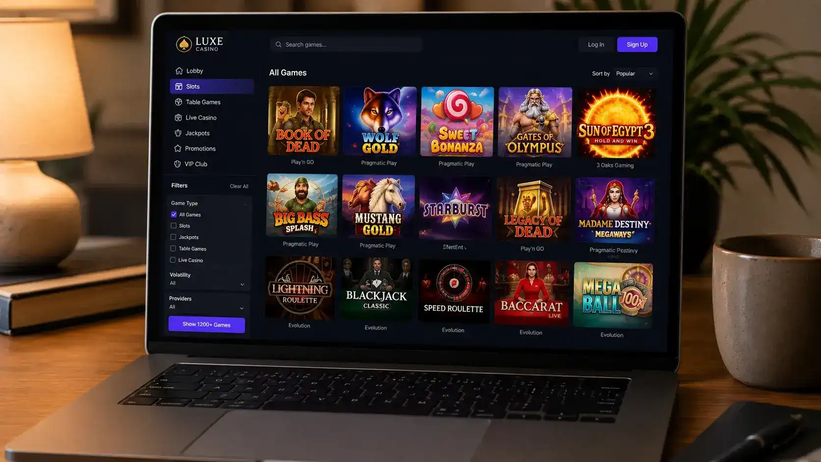 Pulsz Casino multi-provider game library slot and table selection