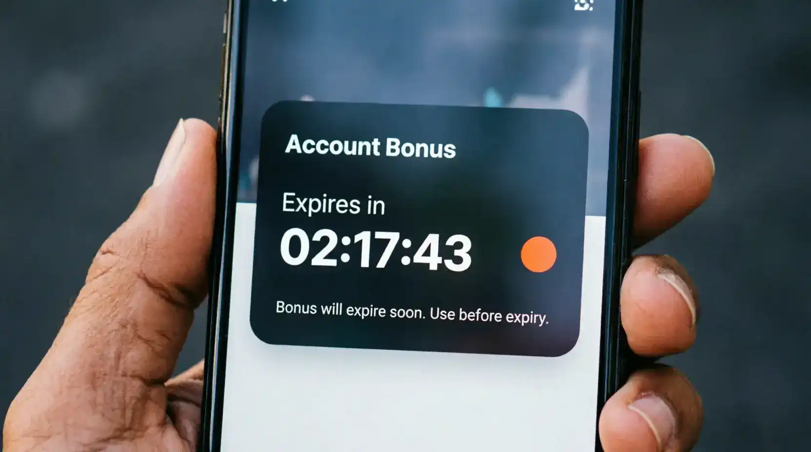 Bonus expiry countdown timer on sweepstakes casino account screen