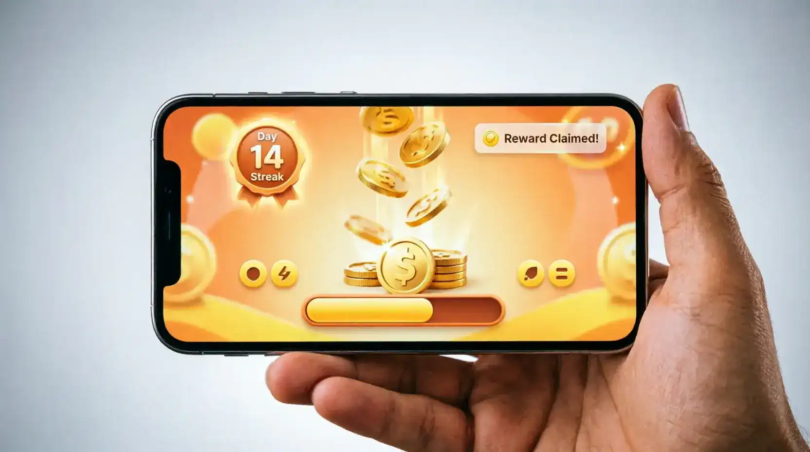 Player claiming daily login bonus on sweepstakes casino app