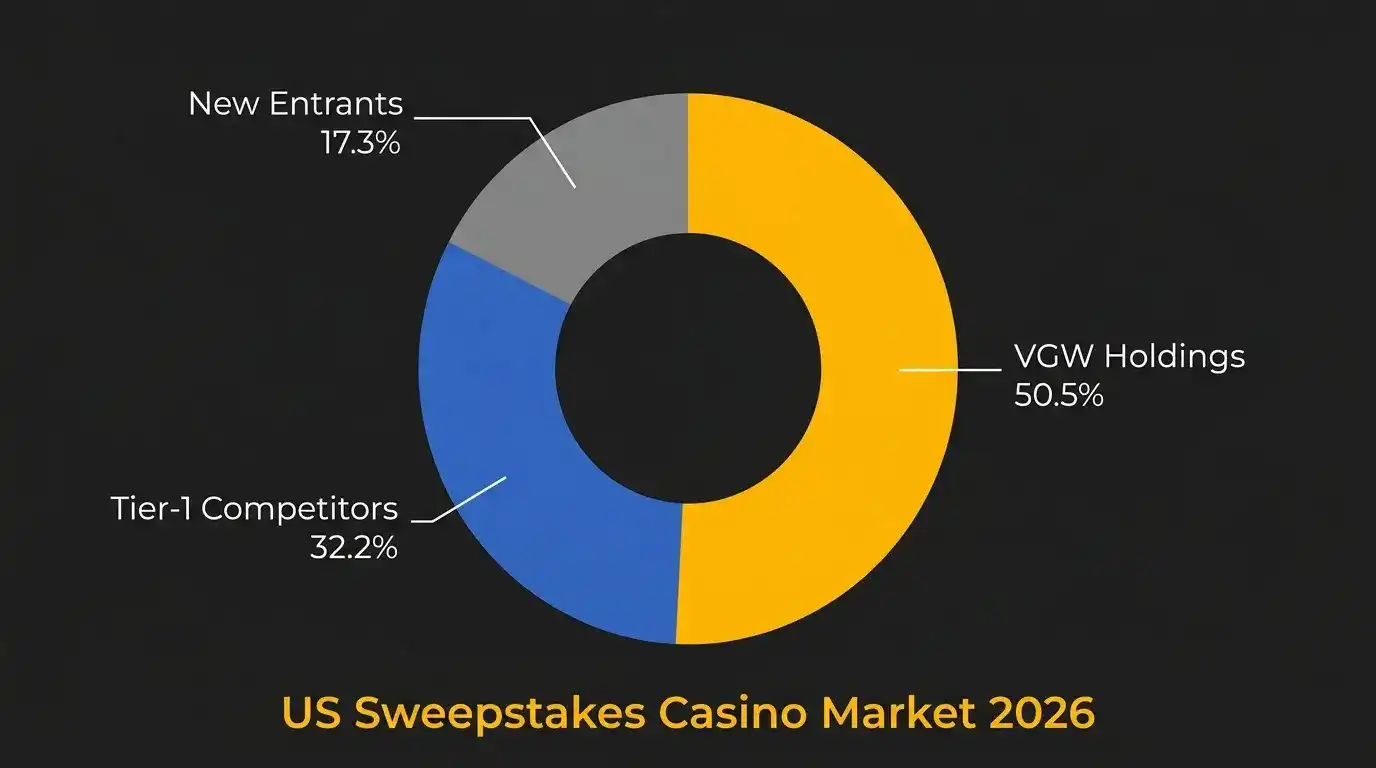 US sweepstakes casino market share chart with VGW Holdings Chumba Casino at top