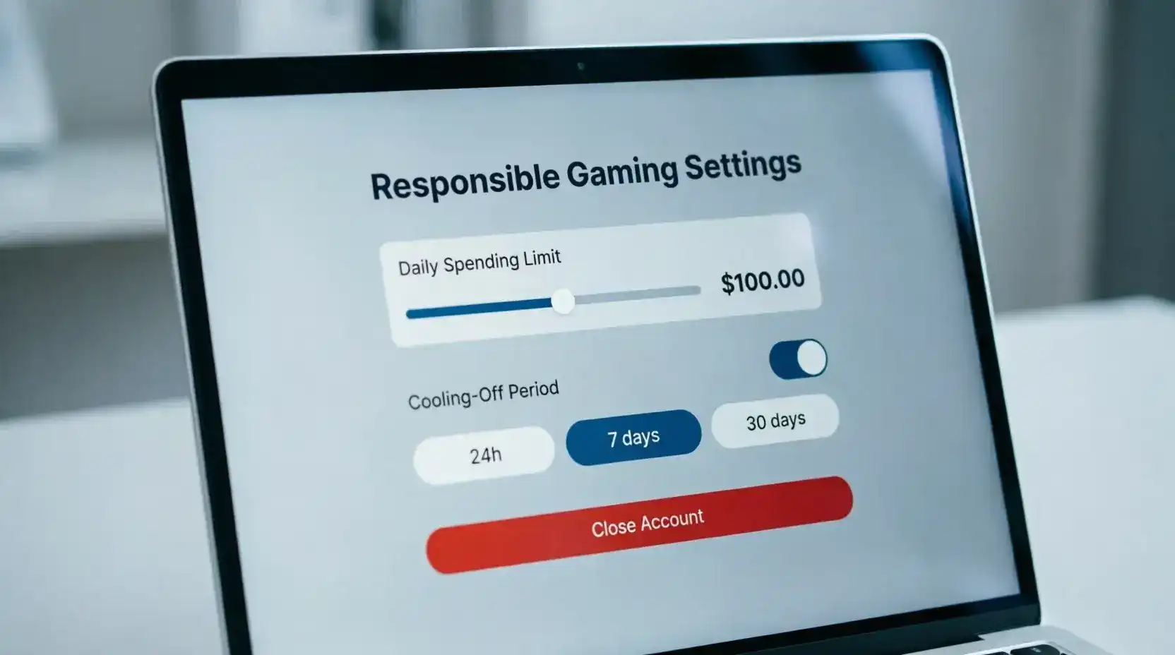Sweepstakes casino responsible gaming settings spending limit controls