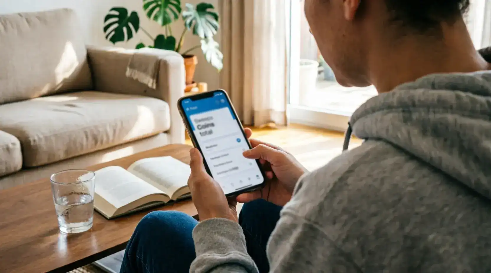 Player reviewing Sweeps Coins balance strategy on phone screen