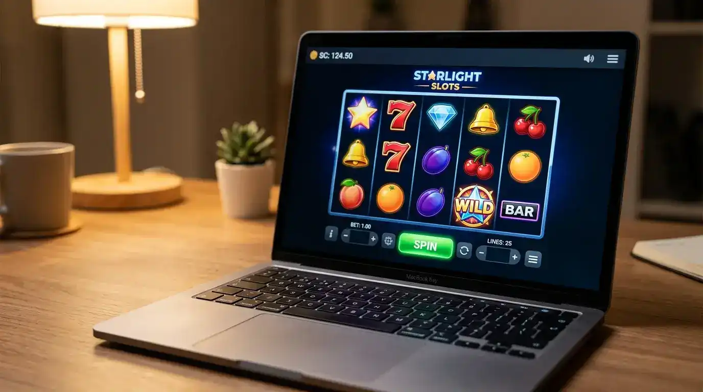 Sweepstakes casino slot game interface showing Sweeps Coins balance on screen