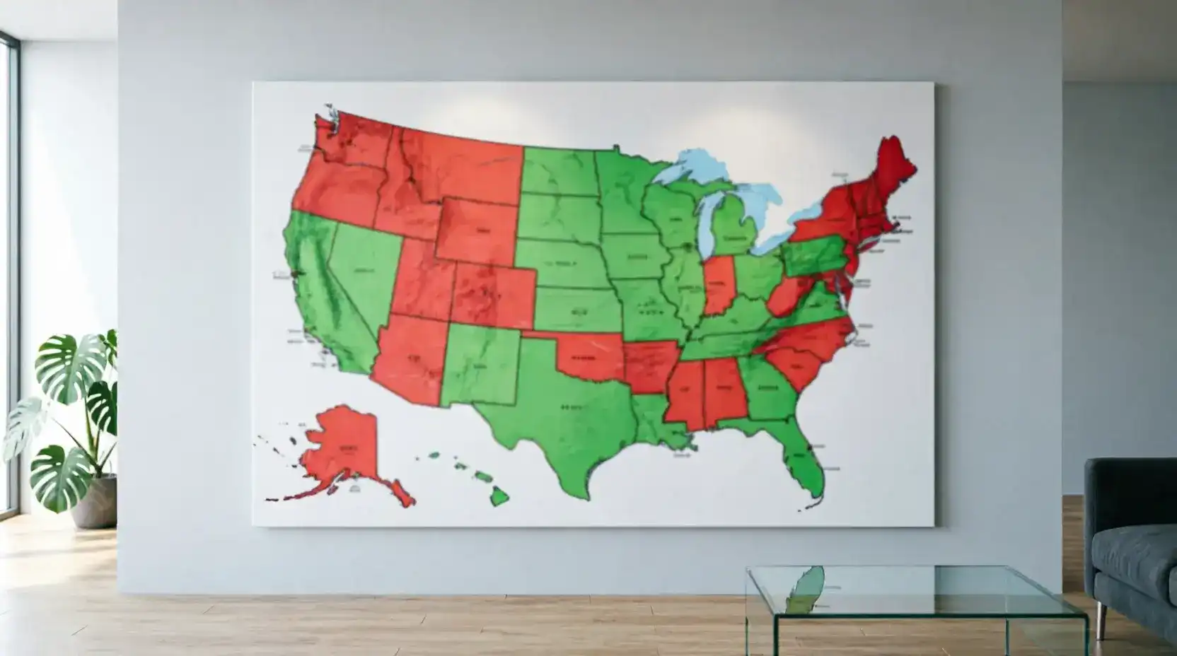 US map showing sweepstakes casino banned and legal states